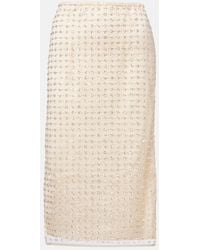 STAUD - Ciara Beaded Sheer Tulle Midi Skirt - Lyst