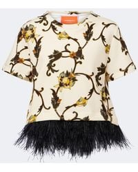 La DoubleJ - La Scala Fringed Printed Cotton T-Shirt - Lyst