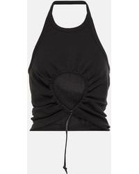 Alaïa - Halter Neck Ruched Cotton Top - Lyst