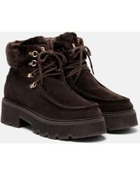 Bogner - Turin Shearling-Trimmed Suede Lace-Up Boots - Lyst