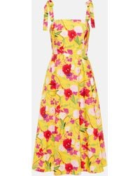 Carolina Herrera - Floral Cotton Midi Dress - Lyst