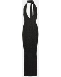 AYA MUSE - Scarf-Detail Metallic Knit Maxi Dress - Lyst