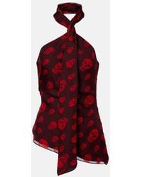 McQueen - Skull Halterneck Silk Top - Lyst