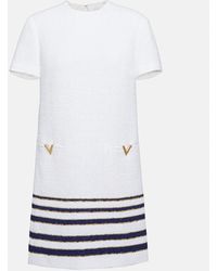Valentino - Mariniere Tweed Short Dress - Lyst