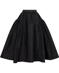 Alexander McQueen Taffeta Midi Skirt - Black
