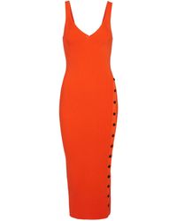 Self-Portrait Midikleid aus Strick - Orange