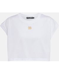 Dolce & Gabbana - Logo Cotton Jersey Crop Top - Lyst
