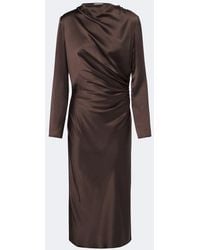Loulou de Saison - Fabio Draped Satin Midi Dress - Lyst