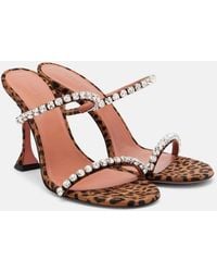 AMINA MUADDI - Gigi 95 Leopard-Print Suede Mules - Lyst