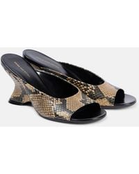 Dries Van Noten - Snake-Effect Leather Mules - Lyst