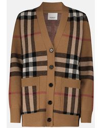 Burberry - Cardigan in lana e cashmere a quadri - Lyst