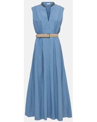 Brunello Cucinelli - Embellished Cotton Poplin Maxi Dress - Lyst