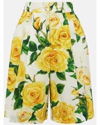 Dolce & Gabbana - Floral Cotton Bermuda Shorts - Lyst
