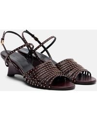 KHAITE - Drew 35 Studded Leather Wedge Sandals - Lyst