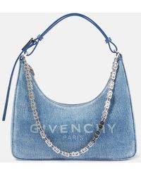 Givenchy - Schultertasche Aus Denim Mit Lederbesätzen Und Verzierung - Lyst