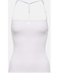 Courreges - Logo Halterneck Ribbed-Knit Tank Top - Lyst