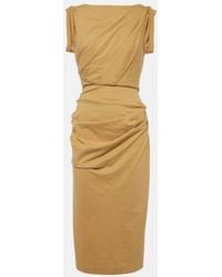 Dries Van Noten - Gathered Cotton Jersey Midi Dress - Lyst