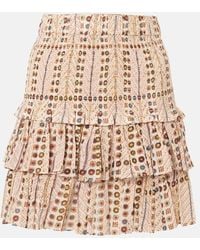 Isabel Marant - Naomi Gestufter Minirock Aus Bedrucktem Baumwoll-Voile Mit Raffungen - Lyst