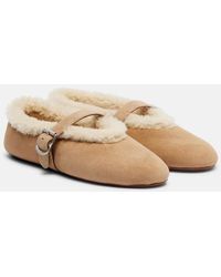 Alaïa - Shearling-Lined Suede Ballet Flats - Lyst