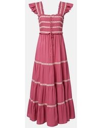 RIXO London - Chandra Tiered Cotton Midi Dress - Lyst