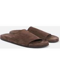 The Row - Hugh Suede Slides - Lyst