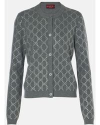 Gucci - Gg Embellished Wool Jacquard Cardigan - Lyst