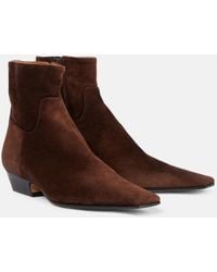 KHAITE - Marfa Ankle Boots Aus Veloursleder - Lyst