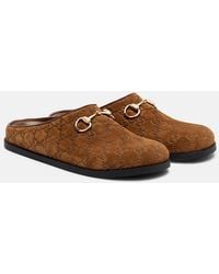 Gucci - Gg Horsebit Suede Mules - Lyst