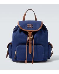 Miu Miu - Leather-Trimmed Canvas Backpack - Lyst