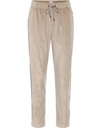 Brunello Cucinelli Pantalon en velours de coton et cachemire - Neutre