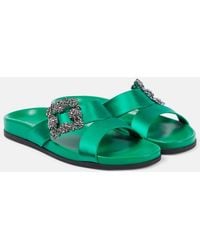 Manolo Blahnik - Chilanghi Embellished Satin Sandals - Lyst