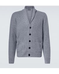 Tom Ford - Ash Ribbed Brushed-Texture Cashmere And Silk-Blend Cardigan - Lyst
