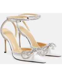 Mach & Mach - Double Bow Crystal-embellished Silk-satin Point-toe Pumps - Lyst