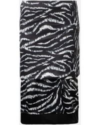 The Attico - Zebra-Print Satin Midi Skirt - Lyst