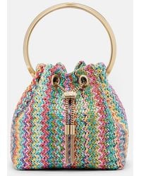 Jimmy Choo - Bon Bon Small Raffia-Effect Bucket Bag - Lyst