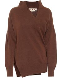 Marni Asymmetrischer Pullover aus Kaschmir - Braun
