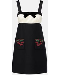 Valentino - Crepe Couture Embroidered Minidress - Lyst