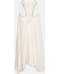 Isabel Marant - 'racky' Mini Dress In Silk With Macrame Lace Insert - Lyst