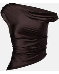 STAUD - Phare One-Shoulder Silk-Blend Satin Top - Lyst