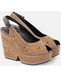 Robert Clergerie - Dylya 110 Embroidered Suede Wedge Sandals - Lyst