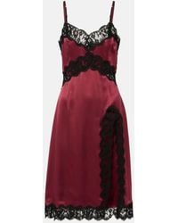 Dolce & Gabbana - Vestido Midi De Mezcla De Algodon Y Seda - Lyst