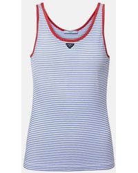 Prada - Striped Cotton Jersey Tank Top - Lyst