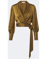 Zimmermann - Silk Satin Wrap Top - Lyst
