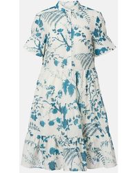 Erdem - Floral Tiered Cotton And Linen Minidress - Lyst