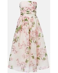 Oscar de la Renta - Robe Bustier En Soie Melangee A Fleurs - Lyst