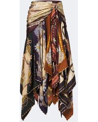 Zimmermann - Valiant Draped Printed Silk Maxi Skirt - Lyst