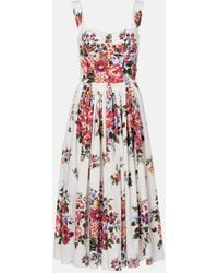 Dolce & Gabbana - Cotton Dress With Floral Motif - Lyst
