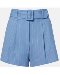 Veronica Beard - Piper Striped Linen-Blend Shorts - Lyst