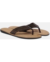 The Row - Beach Leather-Trimmed Suede Thong Sandals - Lyst