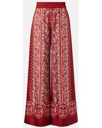 La DoubleJ - Printed Silk Twill Palazzo Pants - Lyst